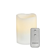 Διακοσμητικό λευκό κερί 1LED μπαταρίες (2xAA) και ΟΝ/ΟFF IR τηλεχειριστήριο θερμό λευκό IP20 φ7.5x12.5cm | Aca Lighting | F0711515